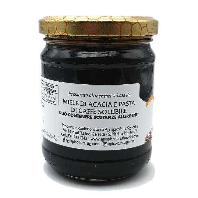 Miele Aromatizzato - Miele di Acacia e Pasta di Caffè Solubile
barattolo 250 gr