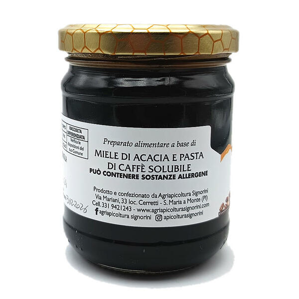 Miele Aromatizzato - Miele di Acacia e Pasta di Caffè Solubile
barattolo 250 gr